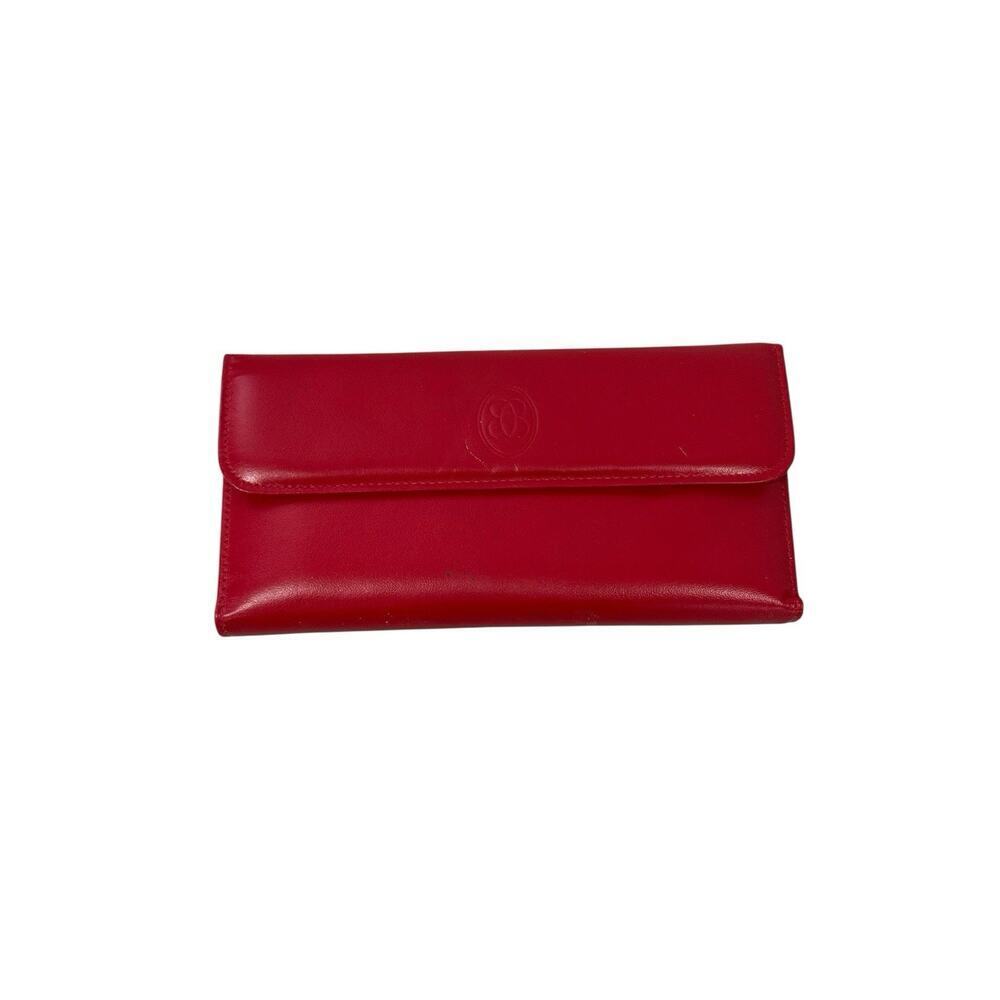 Buxton Red Leather Wallet w/ Button Closure and Coin Purse Checkbook